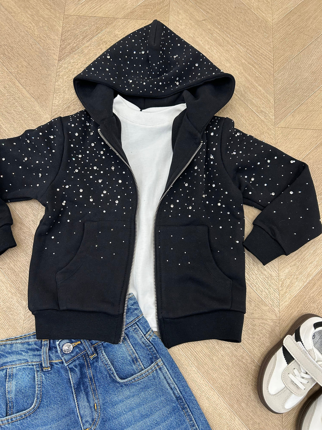 felpa strass nero