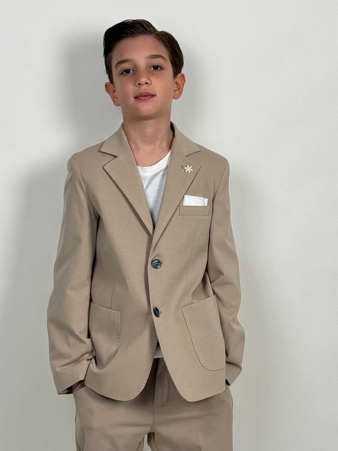 abito fiore beige